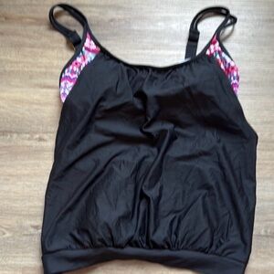 Next Black Bikini Tankini Swim Top with Pink Blue and Purple Accents